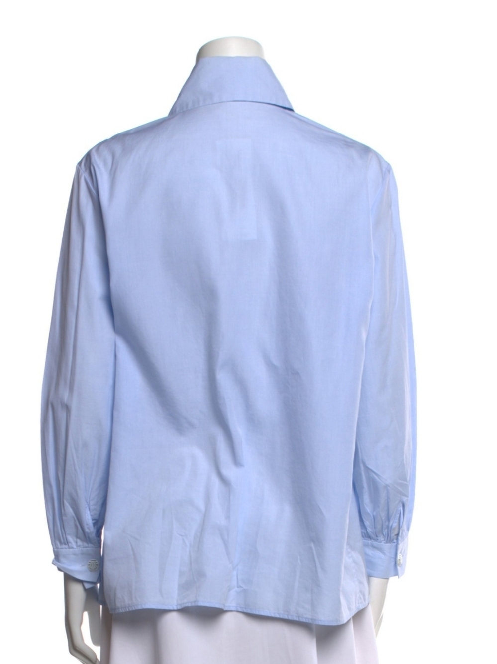 Light Blue Pleated Front Button-Up Shirt - Picture 2 of 4